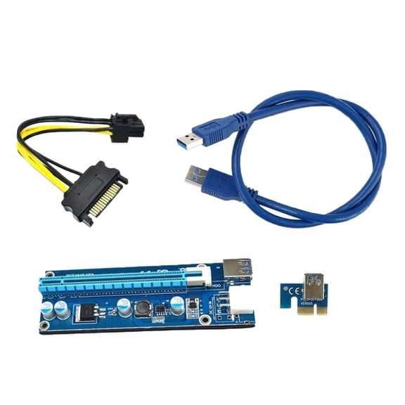 LeeQinersw 6pcs PCIe Riser Mining Card PCI-E 16x to 1x Powered Riser Adapter Card Set