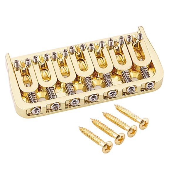 LeeQinersw 7 String Saddle Bridge Durable Gold Replacement ST Style Upgrade Through Body for Electric Guitar Electric Bridge Parts Guitar Accessories