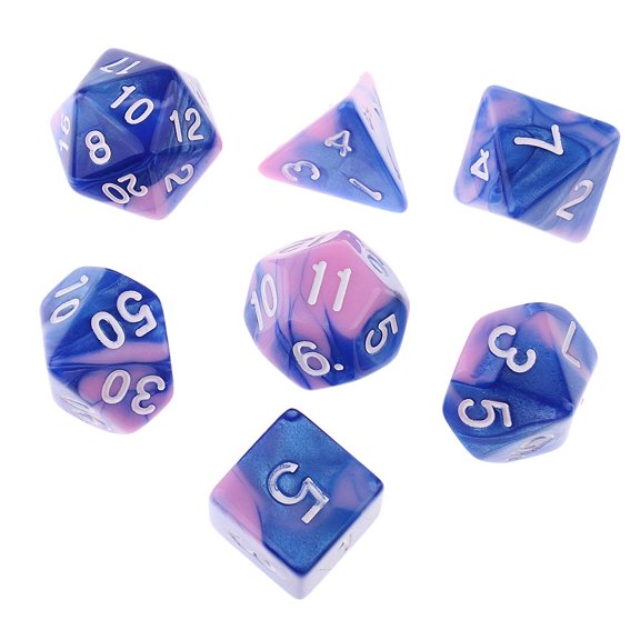 LeeQinersw 7 x polyhedron cubes for dice games blue pink Blue Pink
