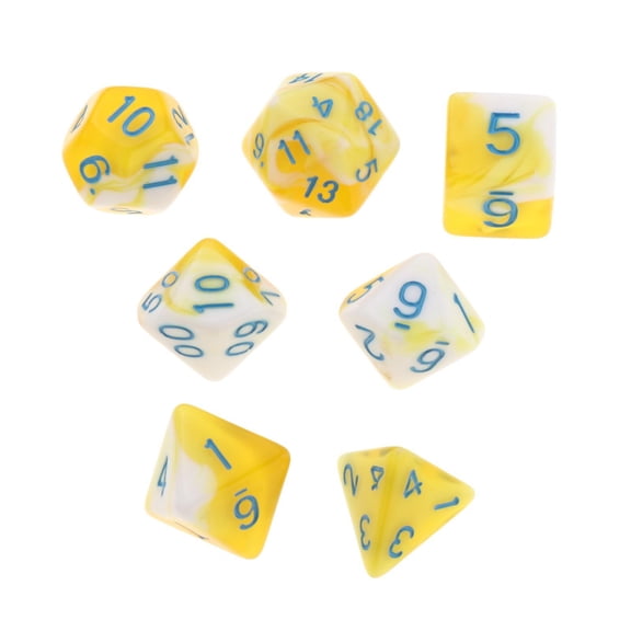 LeeQinersw 7Pcs Polyhedral Dice Party Favors with Pouch Table Games Role Playing Dice for DND RPG 010