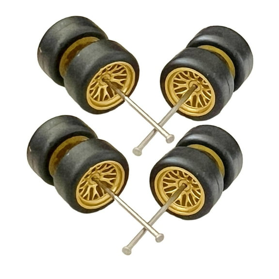 LeeQinersw 8 Pieces 1/64 Scale Wheels Replacement Parts with Car Wheels Axles for RC Truck, Yellow
