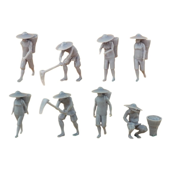 LeeQinersw 8 Pieces 1:87 Scale Farmer Figures Character Model Car Model Matching Resin Play