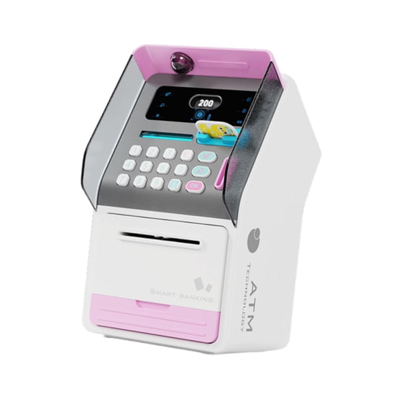 LeeQinersw ATM Piggy Bank Auto Scroll ATM Machine Birthday Gifts Educational Electronic ATM Pink