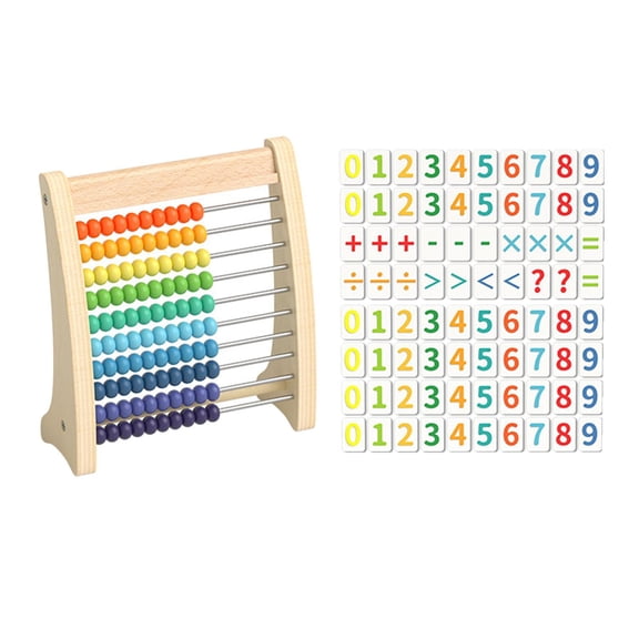 LeeQinersw Add Subtract Abacus Educational Counting Frames Toy Ten Frame Set Smooth Edges Montessori for Girls Boys Children Elementary