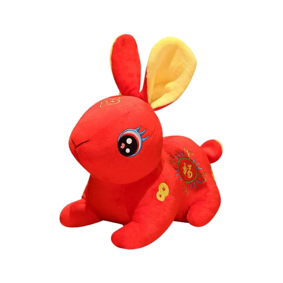 LeeQinersw Adorable 2023 Chinese Lunar New Year Simulation Stuffed Animal, Rabbit Plush Toy Red