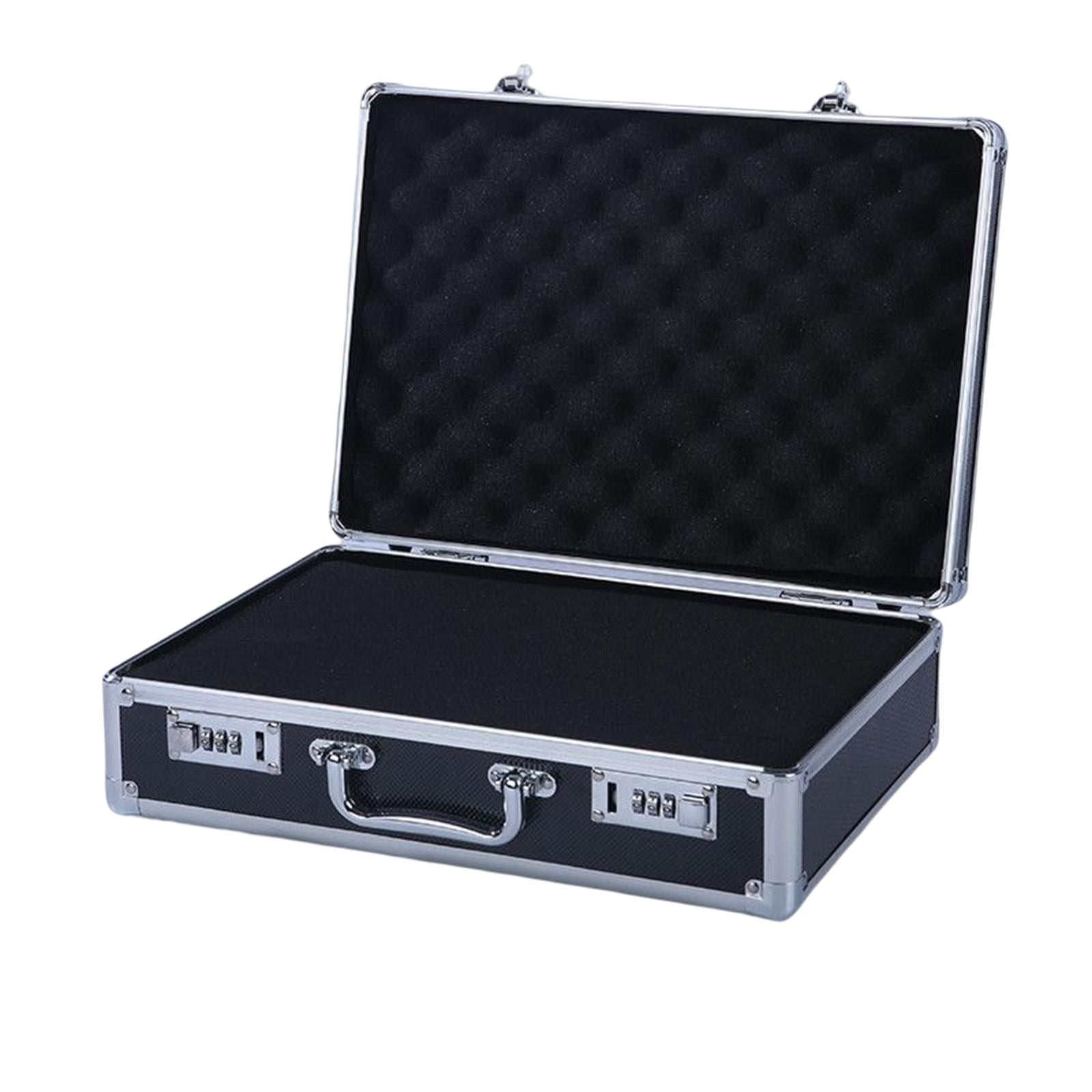 LeeQinersw Aluminum Alloy Carrying Case Lightweight Waterproof Briefcase Multipurpose Black Black Medium Lock