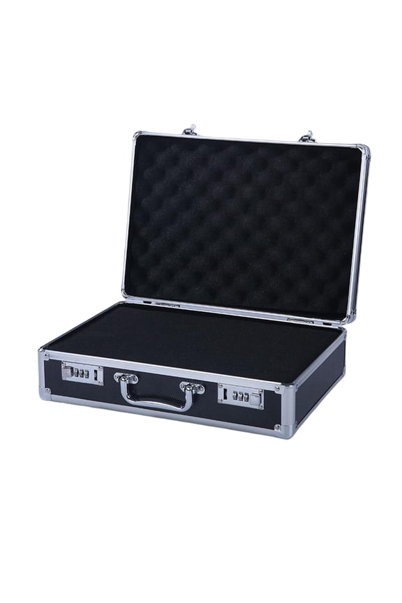 Aluminum Alloy Carrying Case Lightweight Waterproof Briefcase Multipurpose Black Black Medium Lock