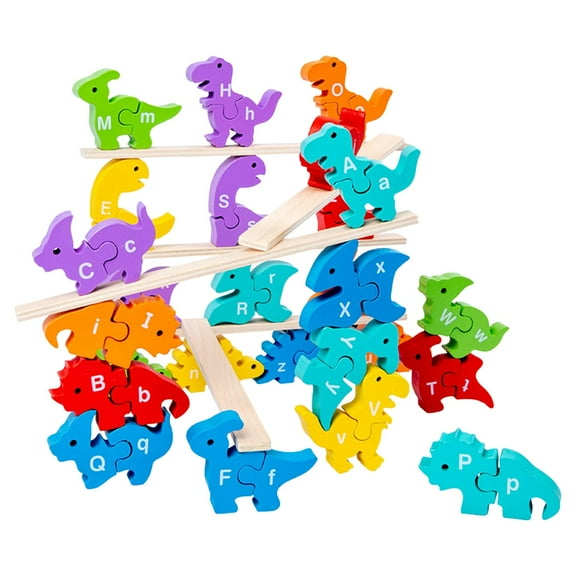 LeeQinersw Animal Balance Stacking Game, Dinosaur Animal Stacking Blocks Wood Animal Blocks