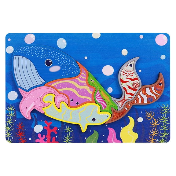 LeeQinersw Animal Puzzle Montessori Toys 3D Board Sensory Development with Animals Patterns Sea Animal