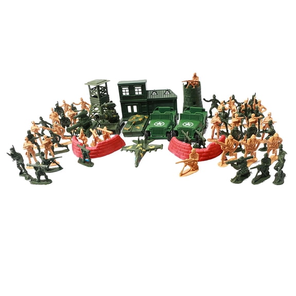 LeeQinersw Army Vehicles Soldiers Model Toys Interactive Game Tanks Kit Simulated Army Toys 60Pcs