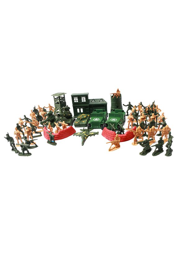 Army Vehicles Soldiers Model Toys Interactive Game Tanks Kit Simulated Army Toys 60Pcs