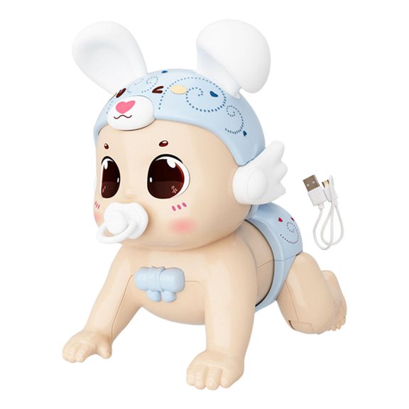 LeeQinersw Baby Crawling Toy Children Sound Toy Early Education Development Light up Animal Blue Rabbit