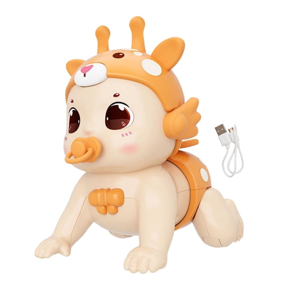 LeeQinersw Baby Crawling Toy Children Sound Toy Early Education Development Light up Animal Orange Deer