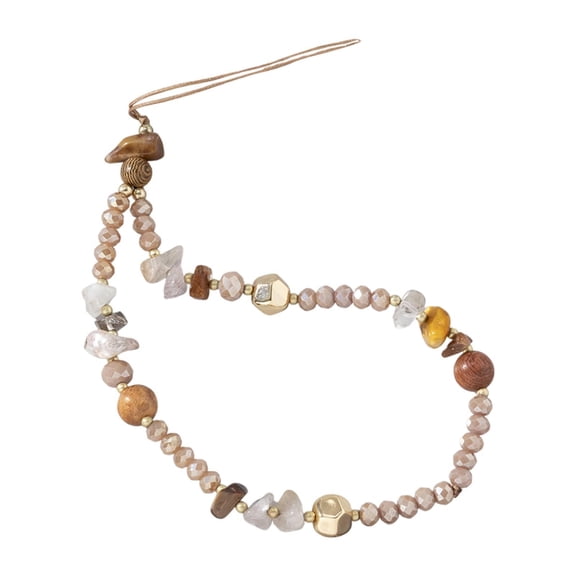 LeeQinersw Beaded Phone Lanyard Wrist Strap Mobile Phone Chain Phone Case Accessories Phone Brown