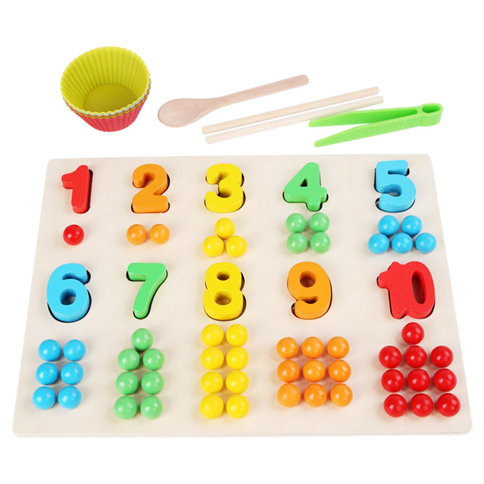 LeeQinersw Brightcolor Wooden Board Beads Game Number Puzzle Montessori Preschool Education