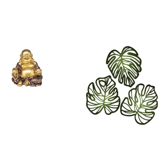 LeeQinersw Buddha Statue Meditation Bodhisattva Sculpture Palm Leaves Wood Wall Decor Buddhist Figurines suitable for home office restaurant gift giving living room bedroom dining room shop