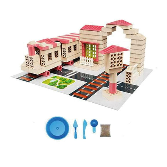 LeeQinersw Building Bricks Kits DIY Model Kids Toys DIY Miniature House Architecture Bricks Train
