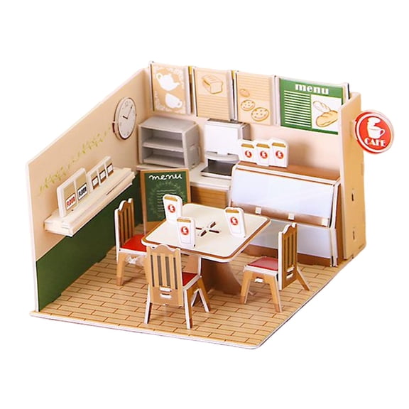 LeeQinersw Building Model DIY Kits Paper and Foam Board, Creative Craft, DIY 3D Puzzle Toys Cafe Shop
