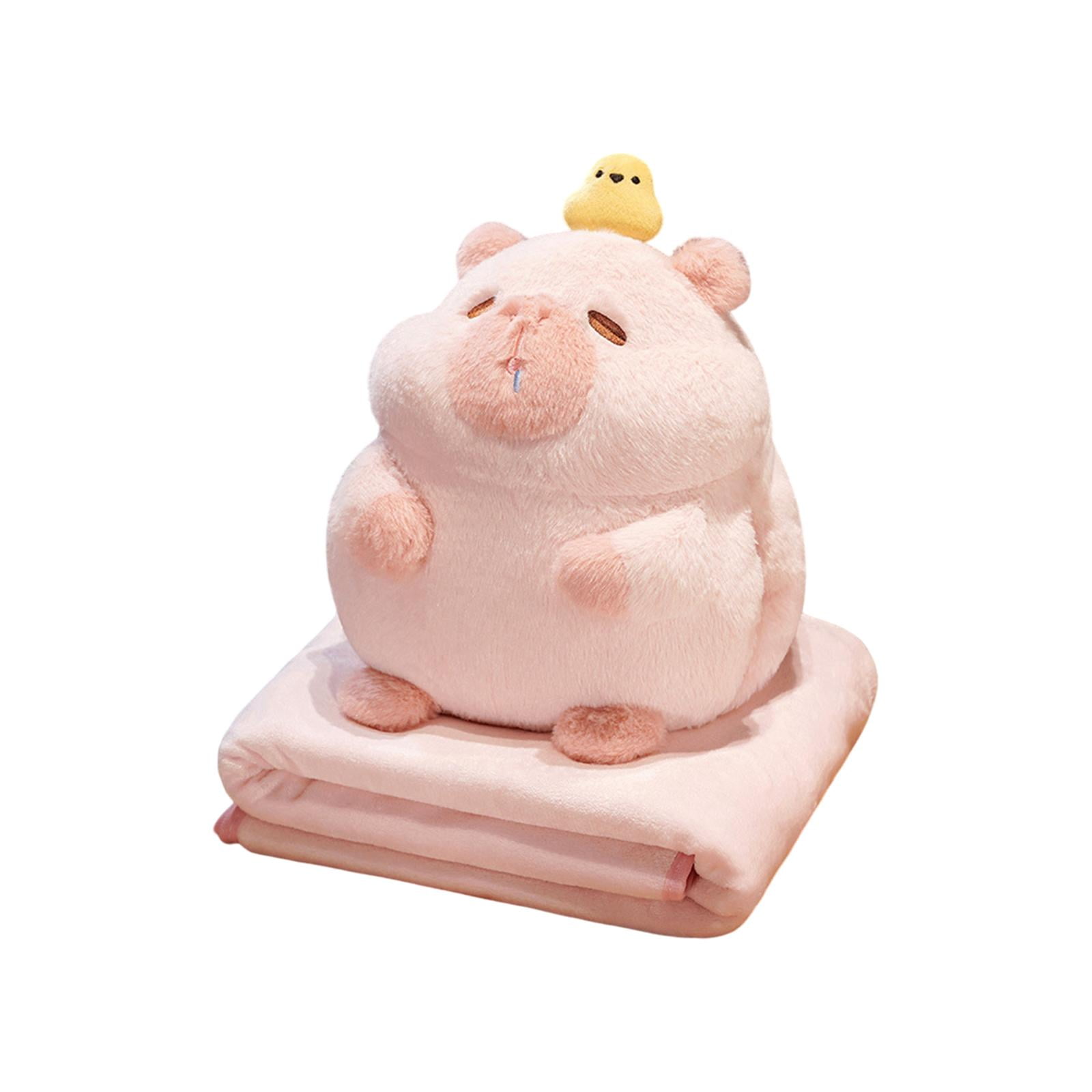 LeeQinersw Capybara Plush Toy Capybara Stuffed Toy Snuggling Lovely Ornament Plush Capybara Pink with Blanket