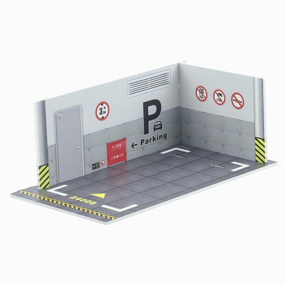LeeQinersw Car Model Diorama Parking Lot 1/24 Easy Assemble Simulation Scene for Automobile A