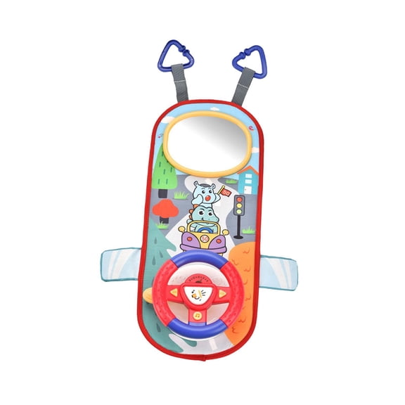 LeeQinersw Car Toy Steering Wheel with Music Early Educational Activity Center in Car Wheel Dark Blue Red