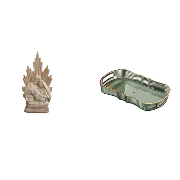 LeeQinersw Catholic Statue Blessed Lady of Figurine Storage Tray Rectangle Serving Tray Kitchen Fruit Dessert Tray Made of Resin And PP Suitable for Home Office