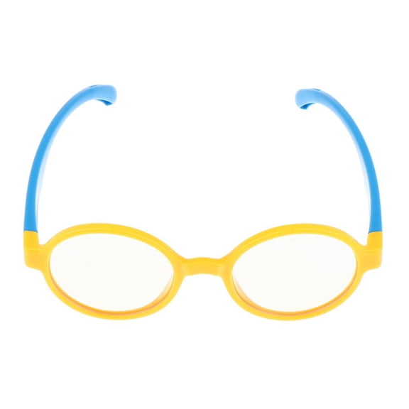 LeeQinersw Children Blue Light Glasses PC Gamer Computer Glasses Round Glasses Anti-UV Yellow+Blue