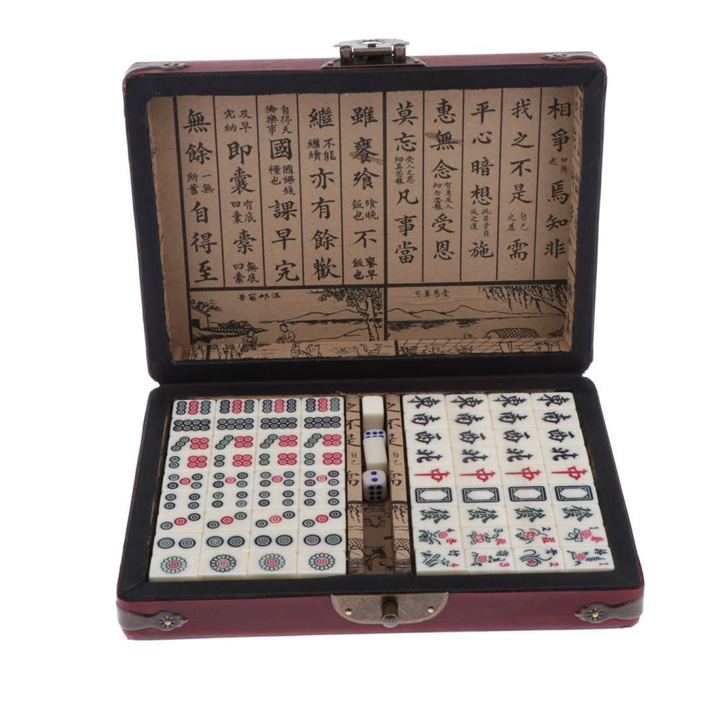 LeeQinersw Chinese Travel Mahjong Set with Case, Mini Mah Jongg for Family Fun Compact Size