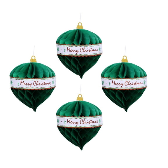 LeeQinersw Christmas 3D Paper Lantern Hanging Crepe Paper Holiday Decoration Paper Lanterns Green