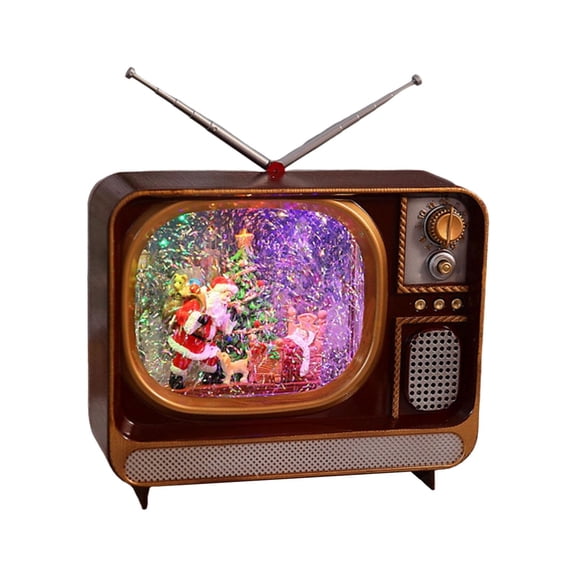 LeeQinersw Christmas Music Box Christmas Snow Globe Creative Television Shaped with 8 Songs Santa