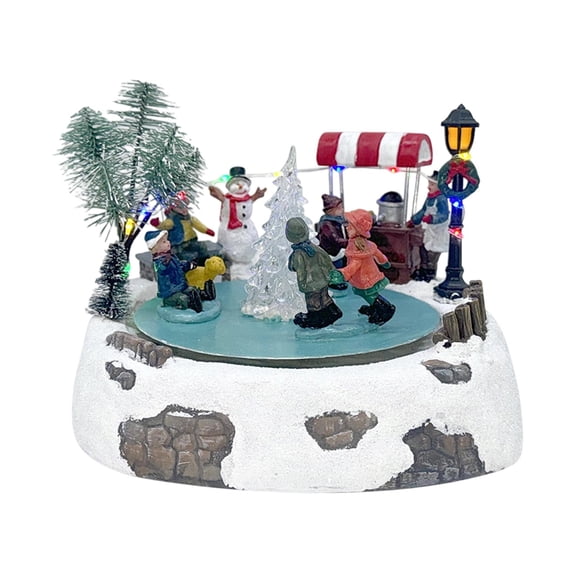 LeeQinersw Christmas Village Ice Lake Lighted Musical Snow Scene for Kids Adults Decoration
