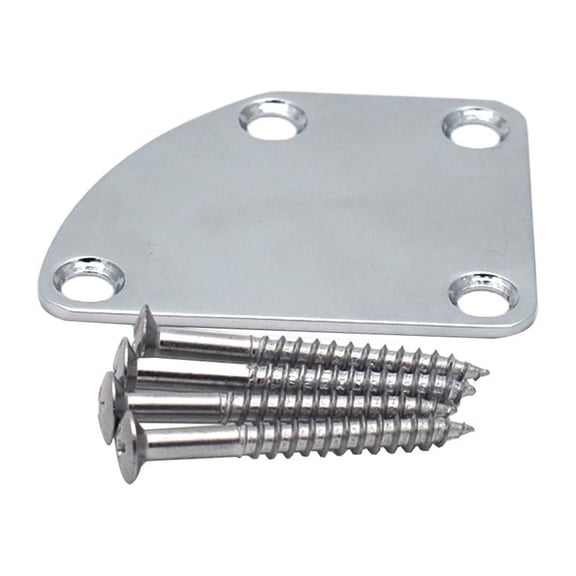 LeeQinersw Chrome Electric Guitar Neckplate Metal Neck Plate with Screws for Strat Tele