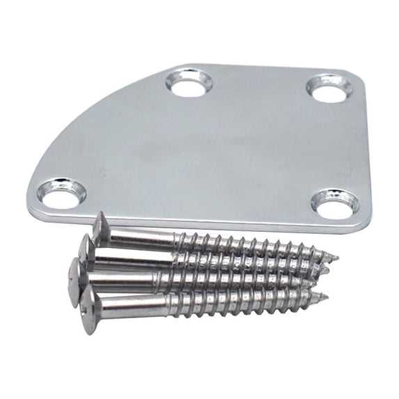 LeeQinersw Chrome Electric Guitar Neckplate Metal Neck Plate with Screws for Strat Tele