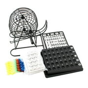 LeeQinersw Classic Bingo 75Balls Wheel Wire Cage Lotto Game Set With Card Marker Ticket Set