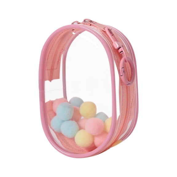 LeeQinersw Clear Figure Display Bag Mini PVC Doll Bag Carrying Case Zipper Closure and Soft Pink