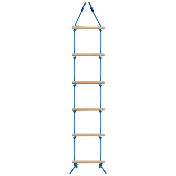 LeeQinersw Climbing Rope Ladder with 6-section Straps for Balance Playground Boys and Girls blue and wooden