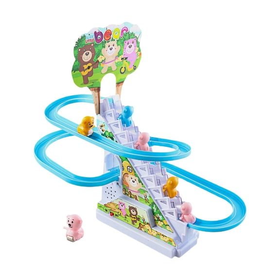 LeeQinersw Climbing Stairs Toy, Playful Roller Coaster Toy, Light Music DIY Indoor Toy Race 6 Bears