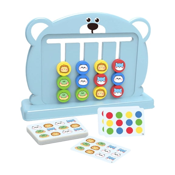 LeeQinersw Color Matching Slide Puzzle Board Game Educational Travel Toys Preschool Sorting Blue