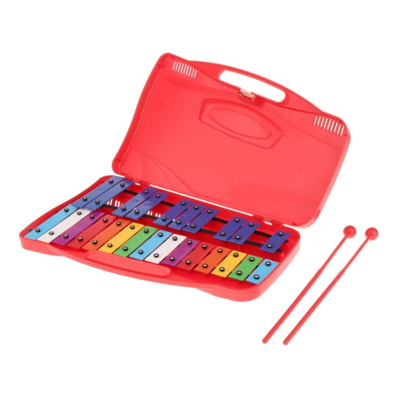 LeeQinersw Colorful Glockenspiel Xylophone Percussion Instrument Iron Keys with Case And Red