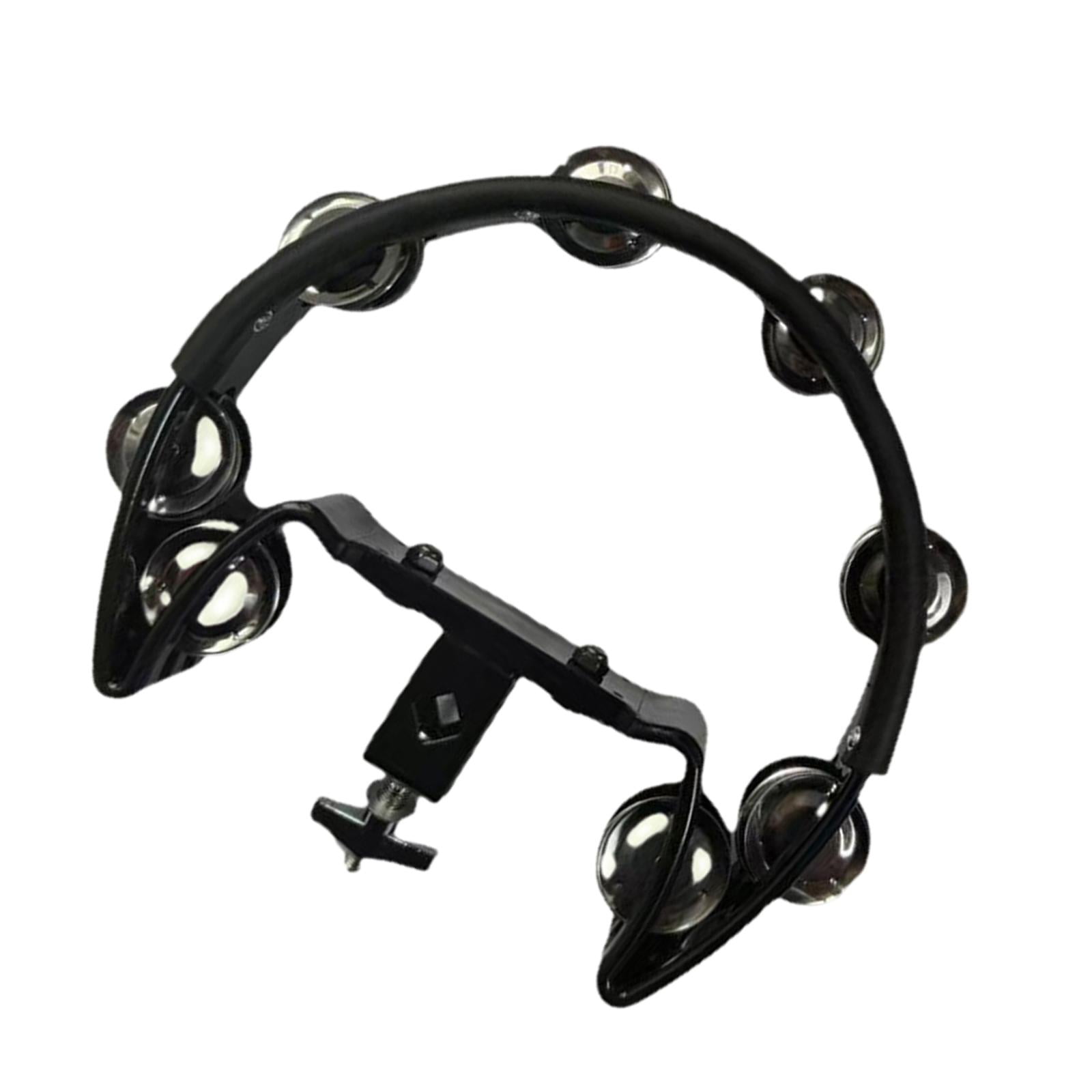 LeeQinersw Cymbal Hi Hat Tambourine Stainless Steel Shaker Stainless Steel Hand Bell Rattle black