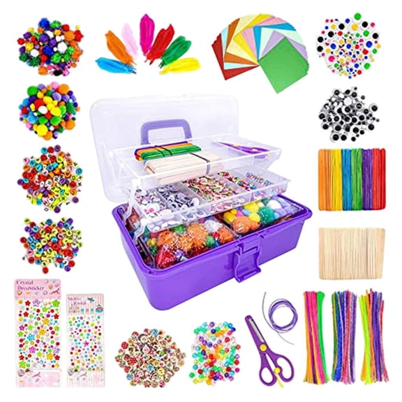 LeeQinersw DIY Craft Kit Brain Teaser Ultimate Box of Crafts for School Projects Boys Girls Holiday Gifts Purple