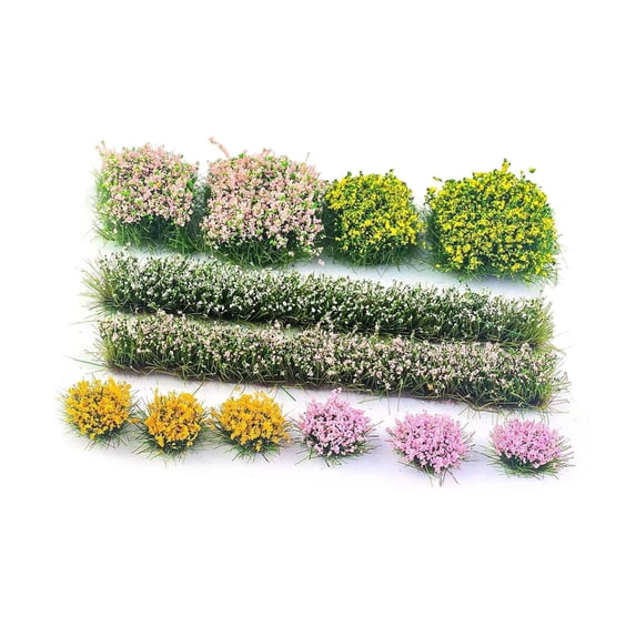 LeeQinersw DIY Miniature Static Grass Tufts Flower Cluster for Crafts Sand Table Layout Style B