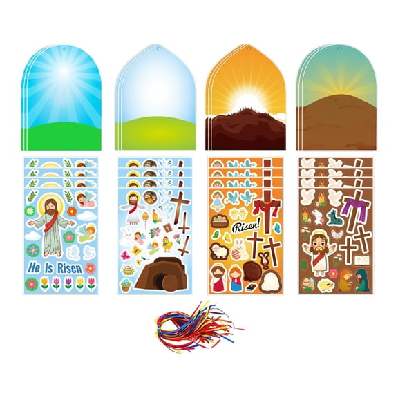 LeeQinersw DIY Nativity Scene Sticker School Supply Hanging Decorations Party Game Supplies 12 Background Cards