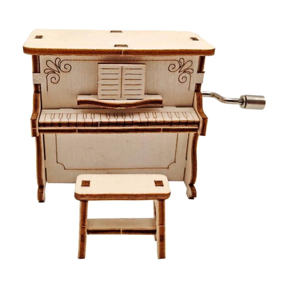 LeeQinersw DIY Toy Piano Music Box Hand Crank Engraved Musical Box Stem for Teenagers