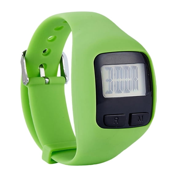 LeeQinersw Digital Pedometer Watch Wrist Watch Silicone Steps Tracker Calories Step Counter green