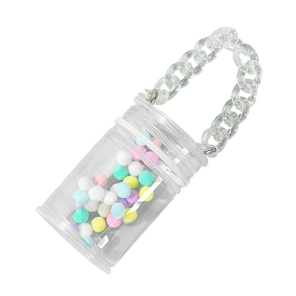 LeeQinersw Doll Outing Bag Doll Carrying Bag PVC Handbag Ornament Cute Zipper Case Portable White with chain