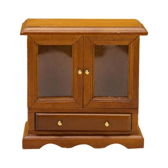 LeeQinersw Dollhouse Display Cabinet Shelves Miniature Brown