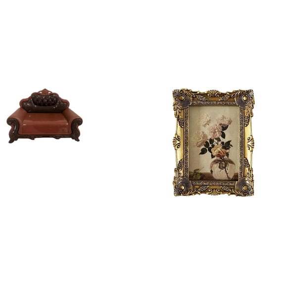 LeeQinersw Dollhouse Furniture Miniature Sofa Couch Ornate Baroque Picture Frame Resin Embossed Photo Frame European Model Decorative Piece Suitable for Desktop Gift Bedroom Living Room Home