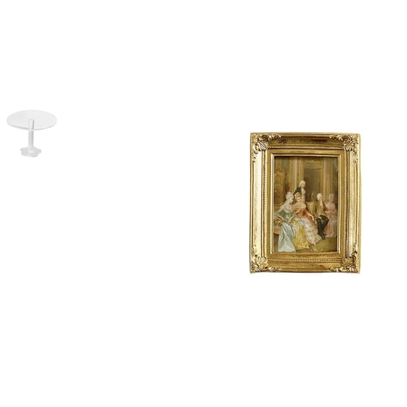 LeeQinersw Dollhouse Miniatures Round Table Furniture Acrylic Resin Photo Frame Stand Card Display Flower Decor Suitable for Children Family Parties Traveling Ho