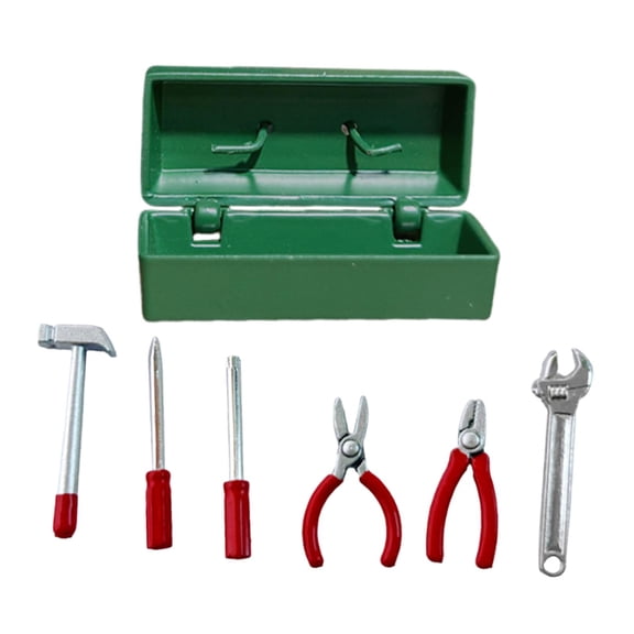 LeeQinersw Dollhouse Repair Tools Box Mini DIY Tools Case Simulated Life Scene Pretend Play Green Case